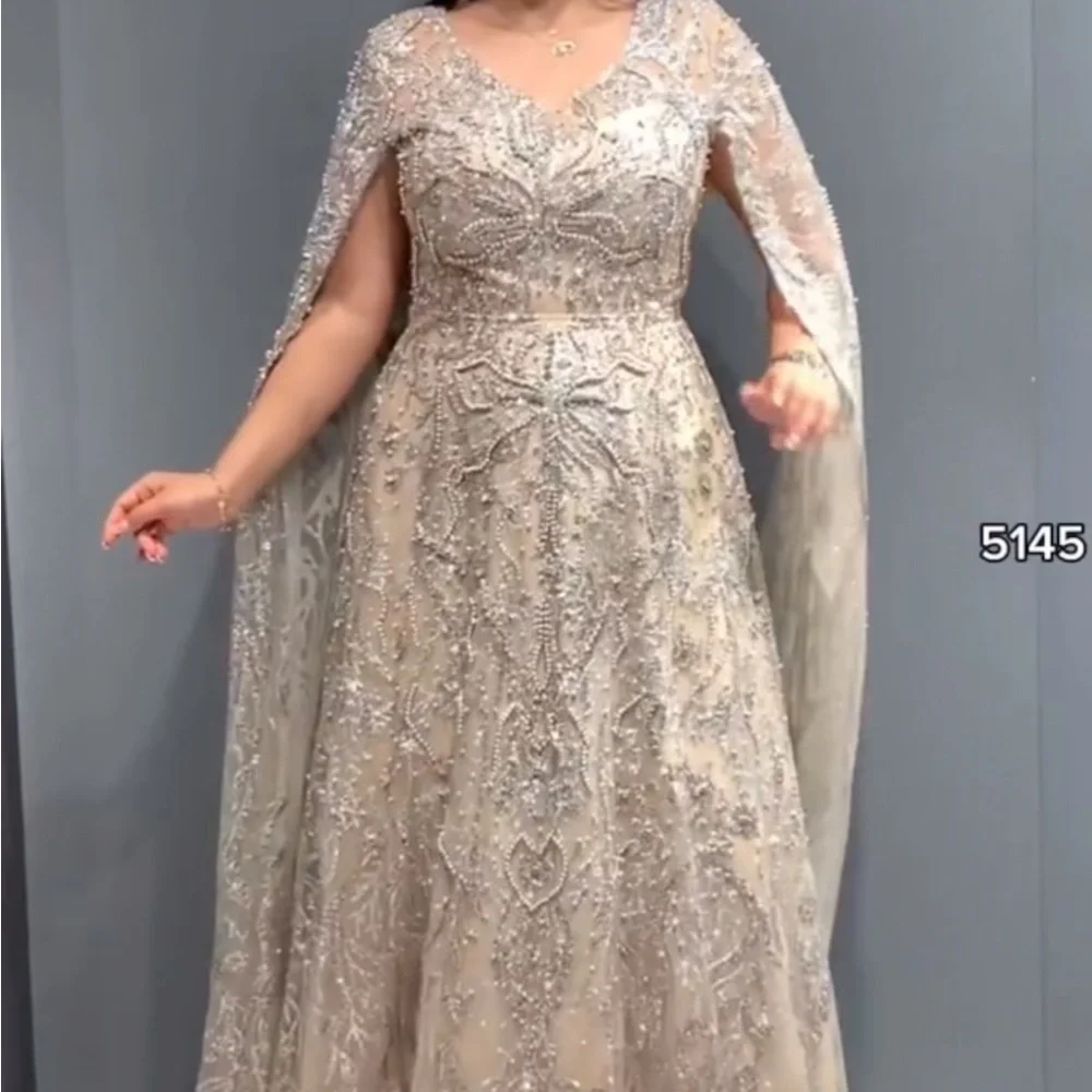 Elegant Silver Embellished Gown - Picture 3 of 8